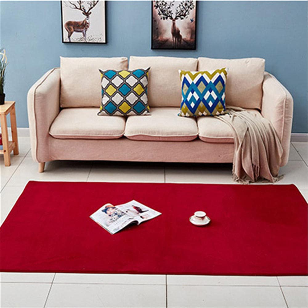 Tapis salon moderne rouge LUNEZY 17x12 grand format antidérapant et durable