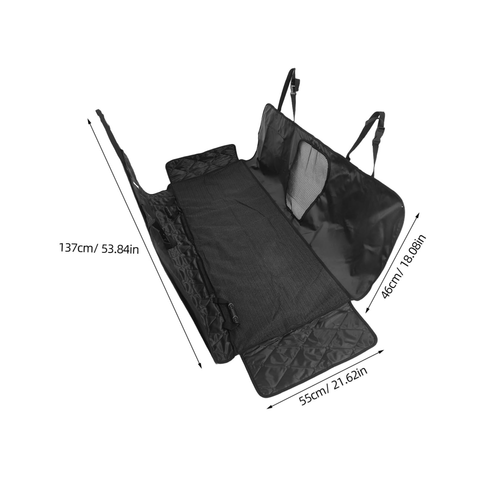 Funda para Asiento Trasero de Coche para Perro, Hamaca Negra Solapas Laterales Plegables, Base Antideslizante Resistente a Arañazos, Protector para SUV y Camiones, Accesorio