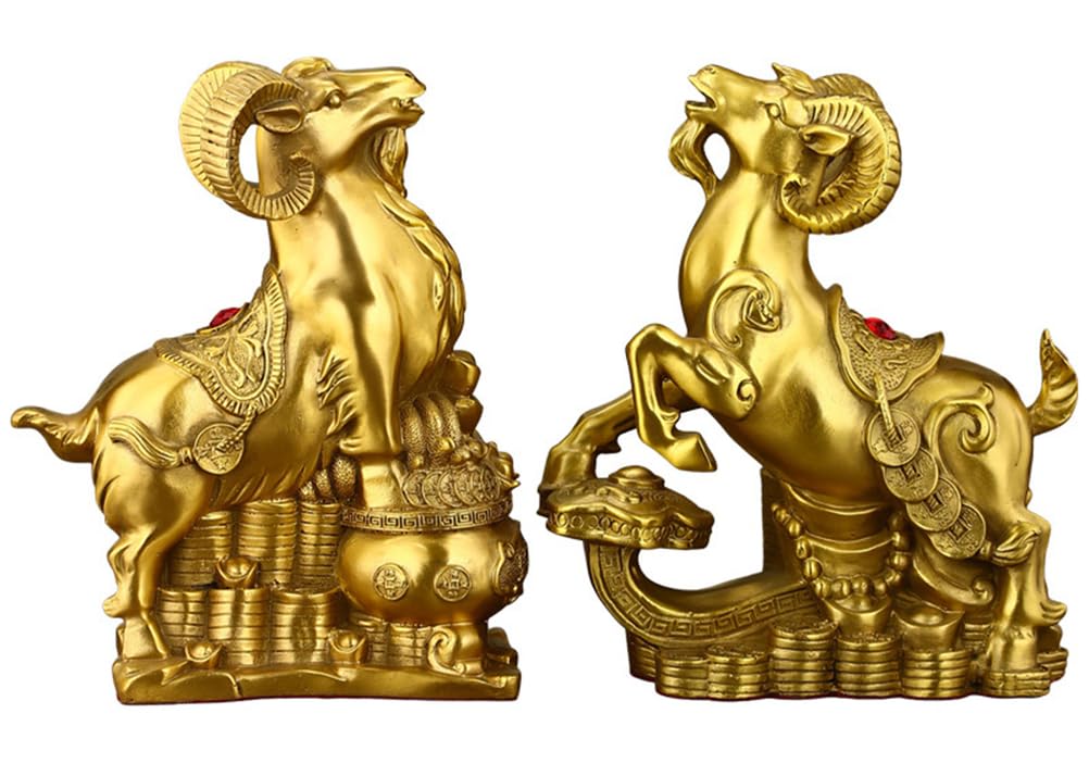 A Pair Feng Shui Goat Ornament Statue Chinese Zodiac Animal Figurine