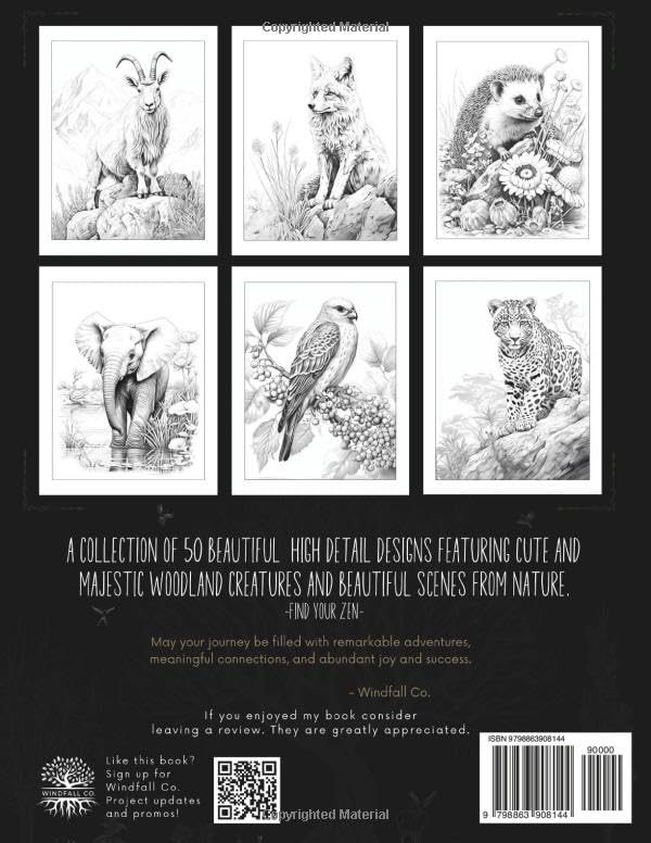 Relaxing Coloring Book for Adults Nature & Wildlife: 50 High Detail Images to Relax Your Mind | A Variety of Cute and Majestic Animals in the ... for Adults, Teens and Seniors | Grayscale - Image 2