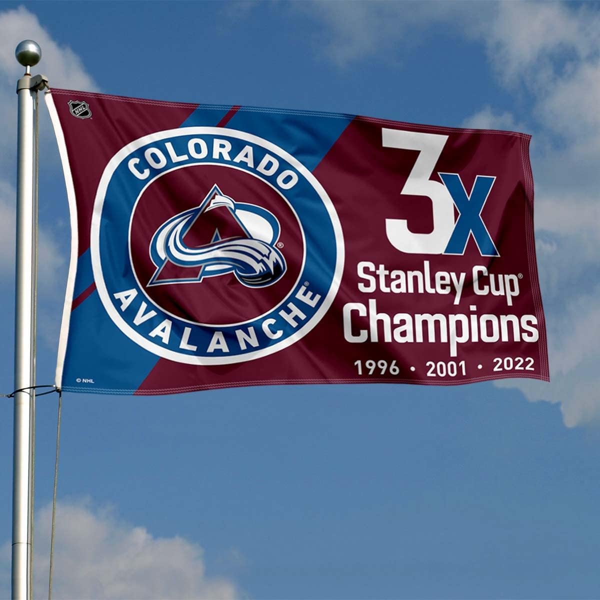 Colorado Avalanche 3 Time and 2022 Cup Champions Grommet Flag - Image 3