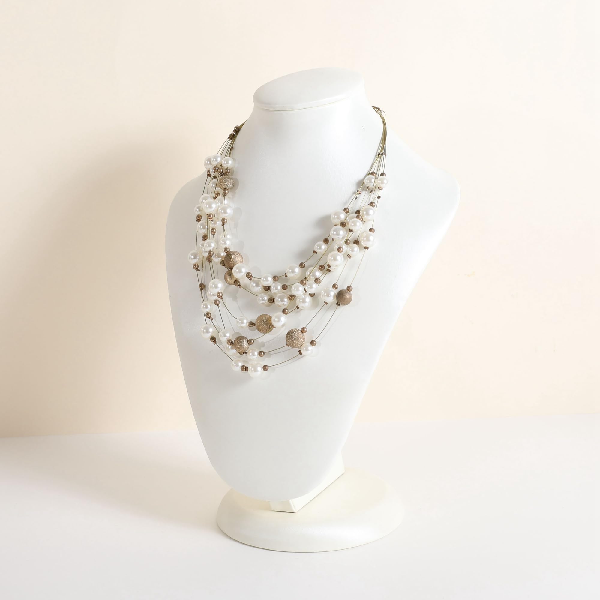 GemeShou White necklace display stands for selling, Leather necklace storage organizer, Large jewelry bust mannequin for boutique store【White Necklace bust-height 11.22 inch】