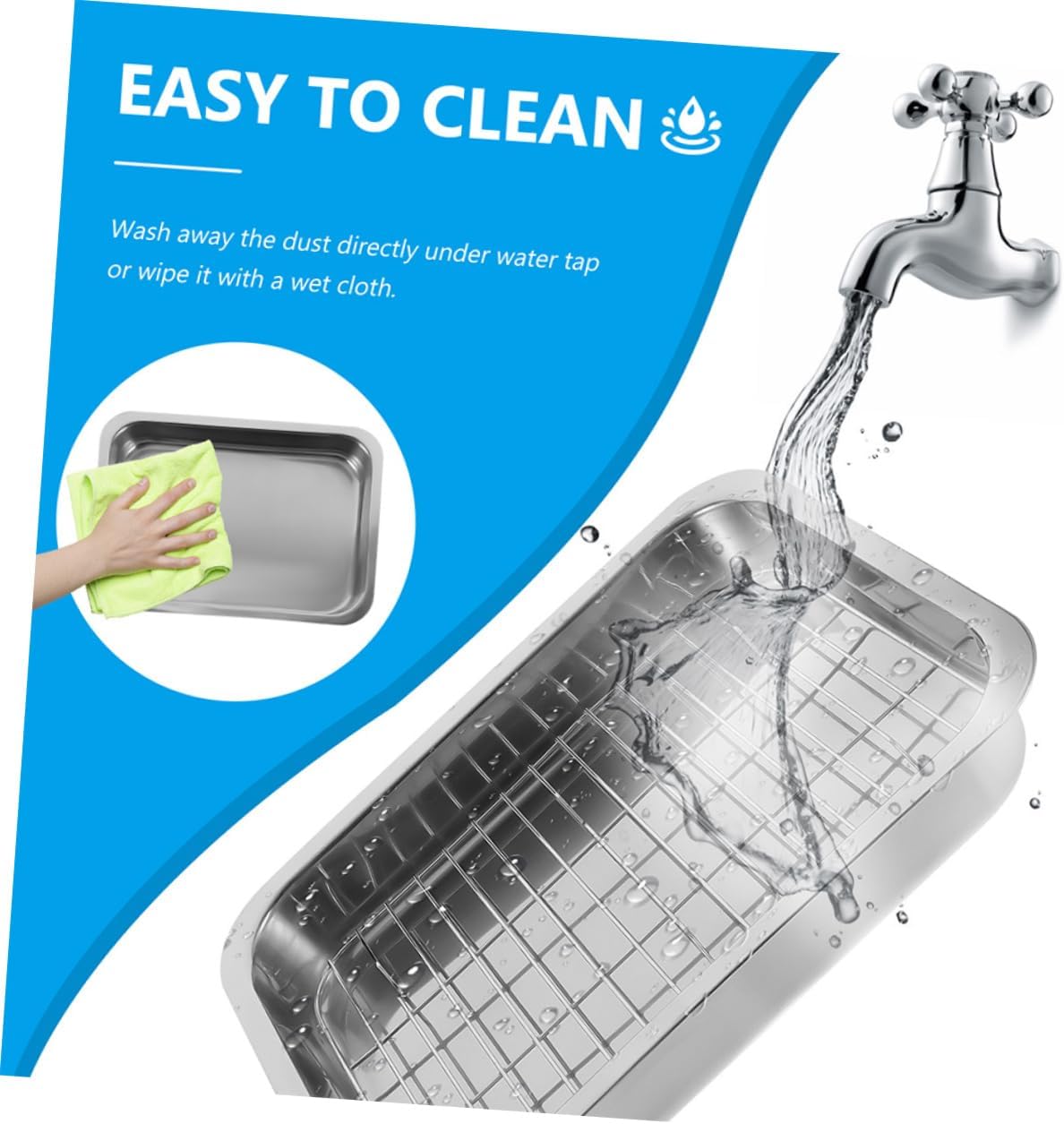 Zerodeko Stainless Steel Rectangular Baking Tray with Rack Heavy Duty Oven Roaster for Baking Cooking and Serving Nonstick Design for Home Chefs and Kitchen Use