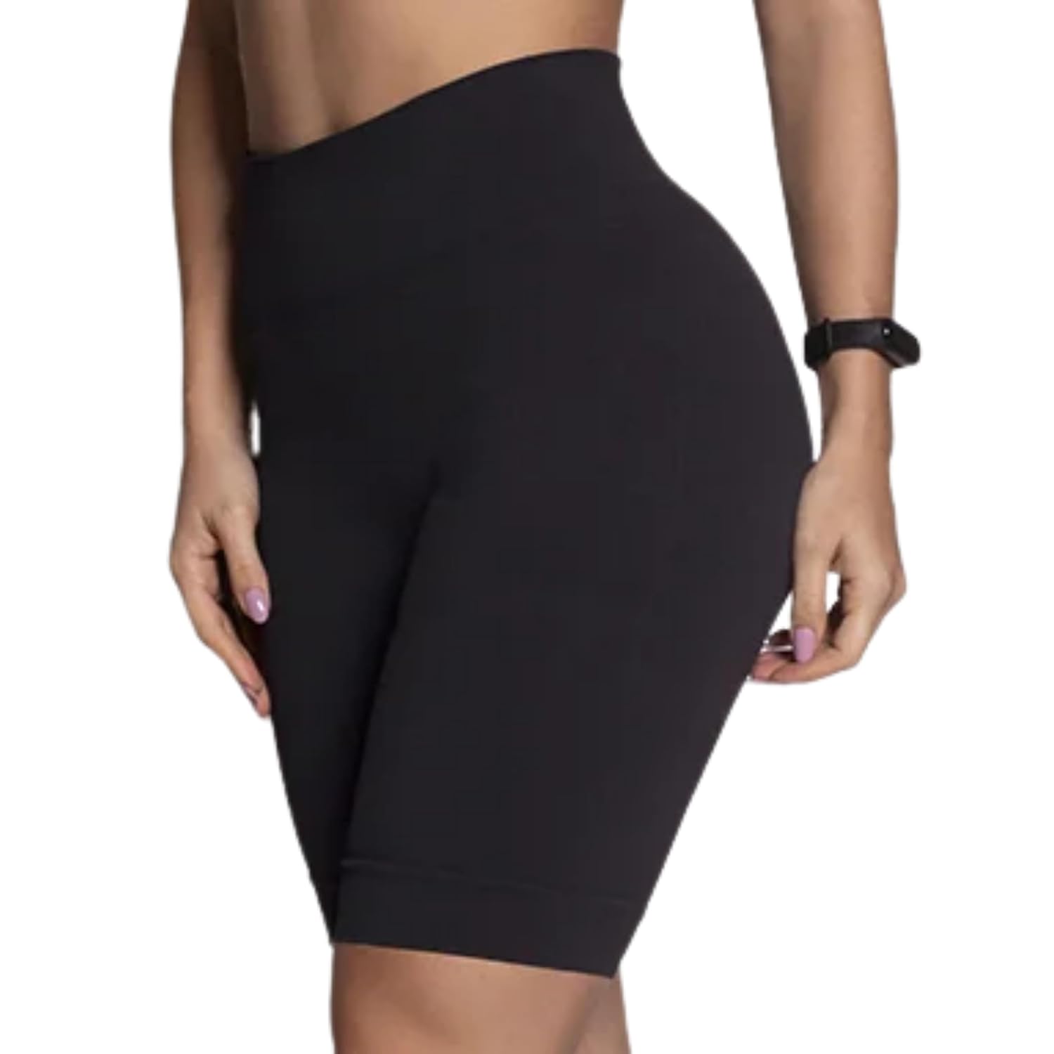 Bermuda Academia Feminina Zero Transparência Sem Costura Cós Alto Poliamida Selene