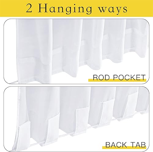 Miniatura 5 de NICETOWN Cortinas traslúcidas blancas traslúcidas para exteriores, con bolsillo para barra, pestaña trasera, 120 pulgadas de largo, juego de 2