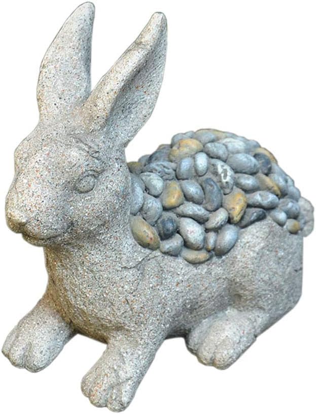 Garden Statue, Hare Sculpture Outdoor Lawn Imitation Stone Resin Retro Animal Decoration