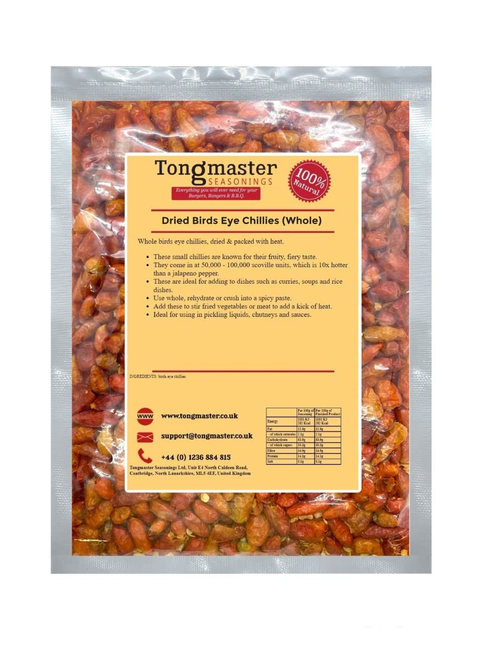 Dried Birds Eye Chillies (Whole) - 100g