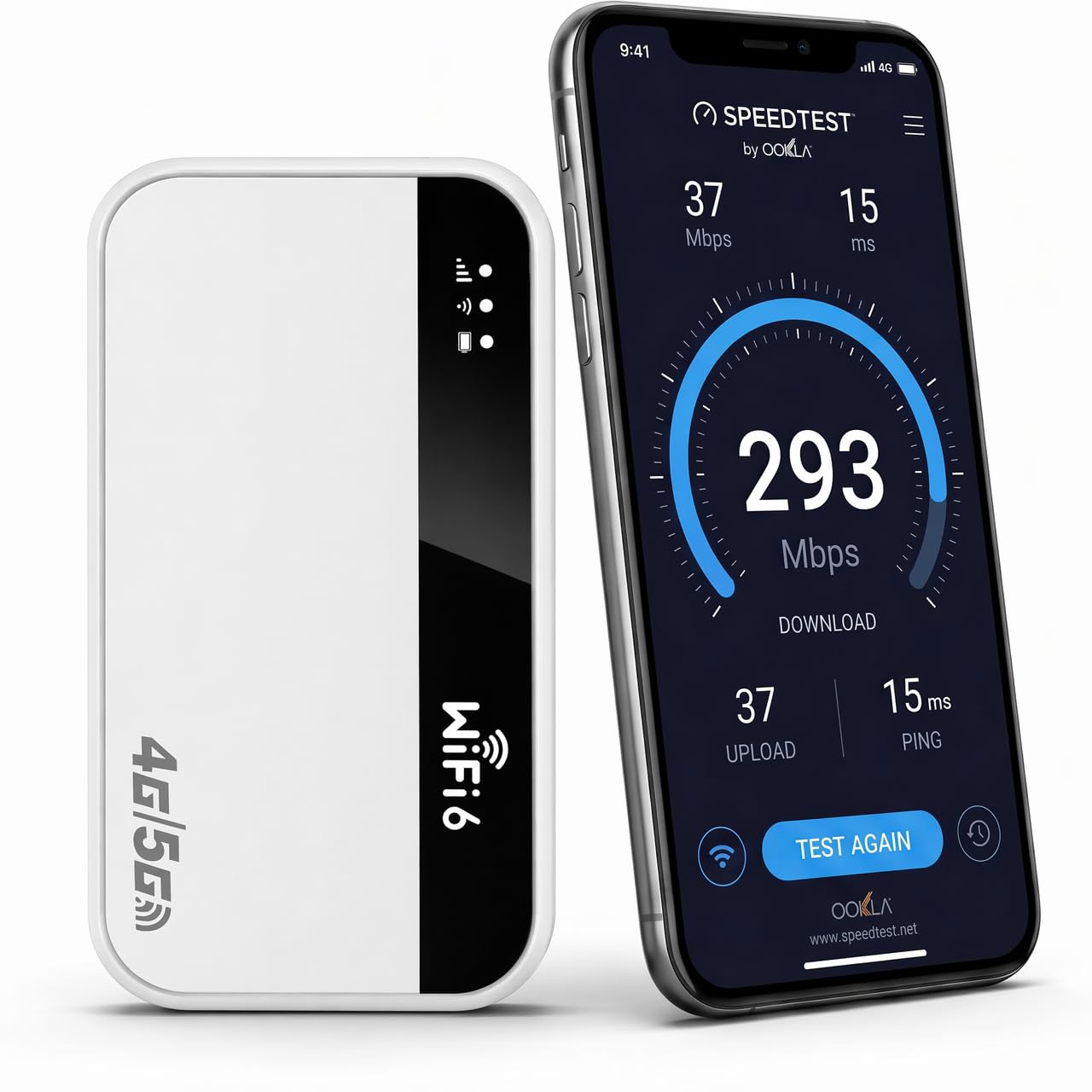 Routeur 5G Portable WiFi 6, 300Mbps, 32 appareils, 3000mAh, SIM Libre UE | WPA3 sécurise toutes vos données. 300Mbps pour 4K et visio. 27 pays UE automatique. Recharge USB-C. Aucune app à installer.