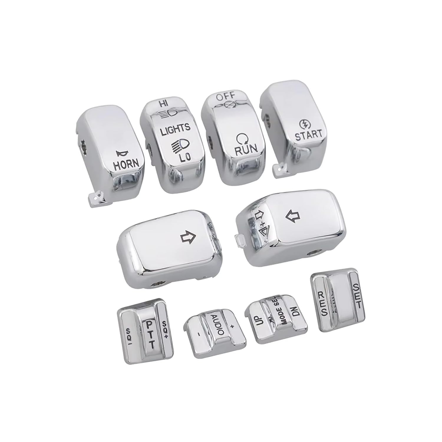 Chrome Hand Control Switch Housing Caps for Harley Touring Street/Electra Glide FLHT FLHTC FLHX 1996-2013 Motorcycle 10 pcs Hand Control Switch Housing Buttons Caps