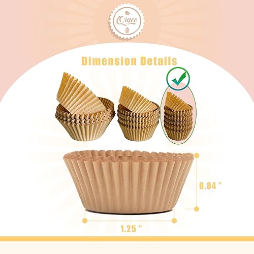 Vista 66 de qiqee 300 forros para magdalenas jumbo, forros naturales para magdalenas, de grado alimenticio, tamaño gigante, papel para hornear, sin olores Marrón