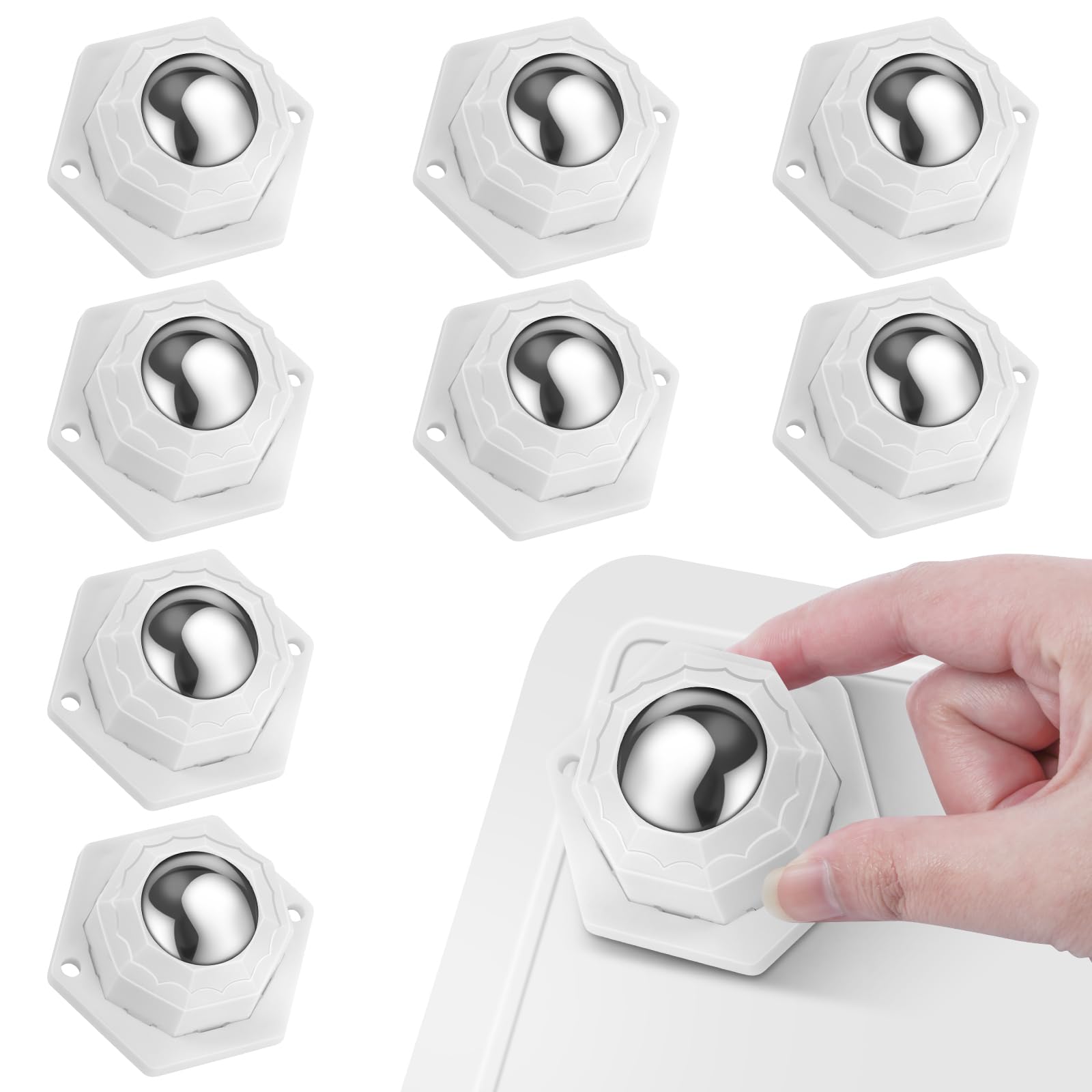 Flintronic Ruote per Mobili, Ruote per Mobili Pesanti, 8pz(Bianco) | Caricare 200kg, Girevoli a 360°, senza segni sul pavimento, per Spostare Mobili, Tavolo, Armadio