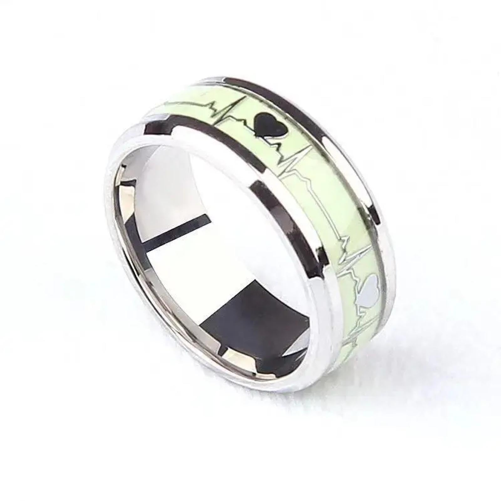 Bague ECG luminescente pour couple et ado | Bijou phosphorescent - 7