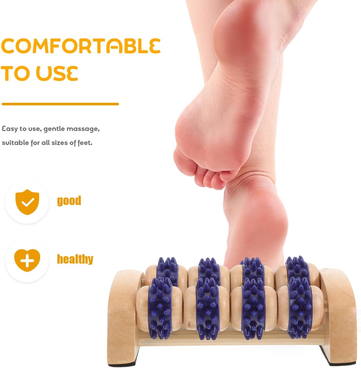 NOLITOY Wooden Foot Roller Massager 2-Pack Portable Manual Acupoint Massage Tool for Feet and Legs Soreness Relief Lightweight for Home and Travel