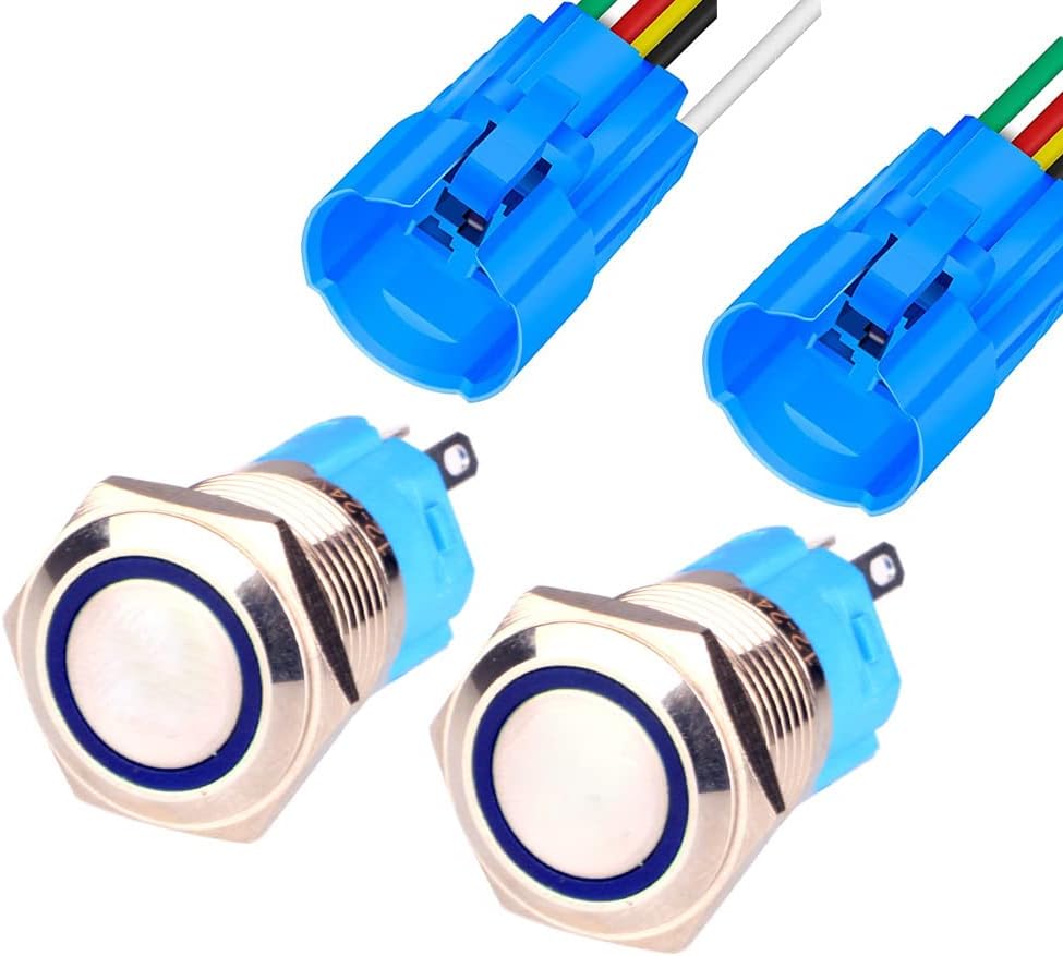 Gebildet 2 Pieces 0.63 Inch/16mm Stainless Steel Momentary Push Button ...