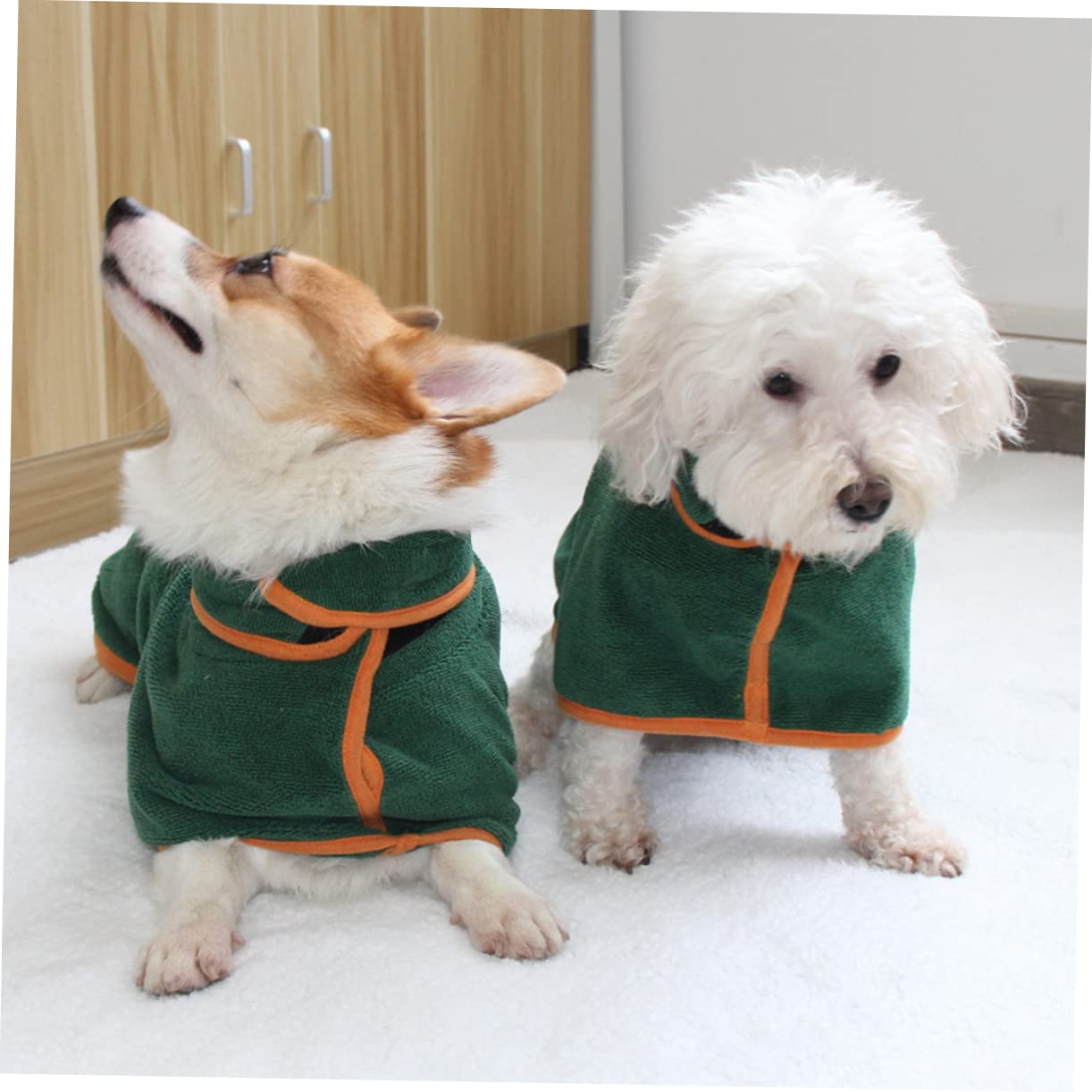 Peignoir pour Chien et Chat Absorbant Vert en Polyester Après Bain