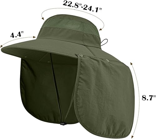 Miniatura 7 de Paquete de 2 sombreros de sol de ala ancha con protección UV para exteriores, UPF50+, sombrero de pesca para hombres y mujeres con solapa grande