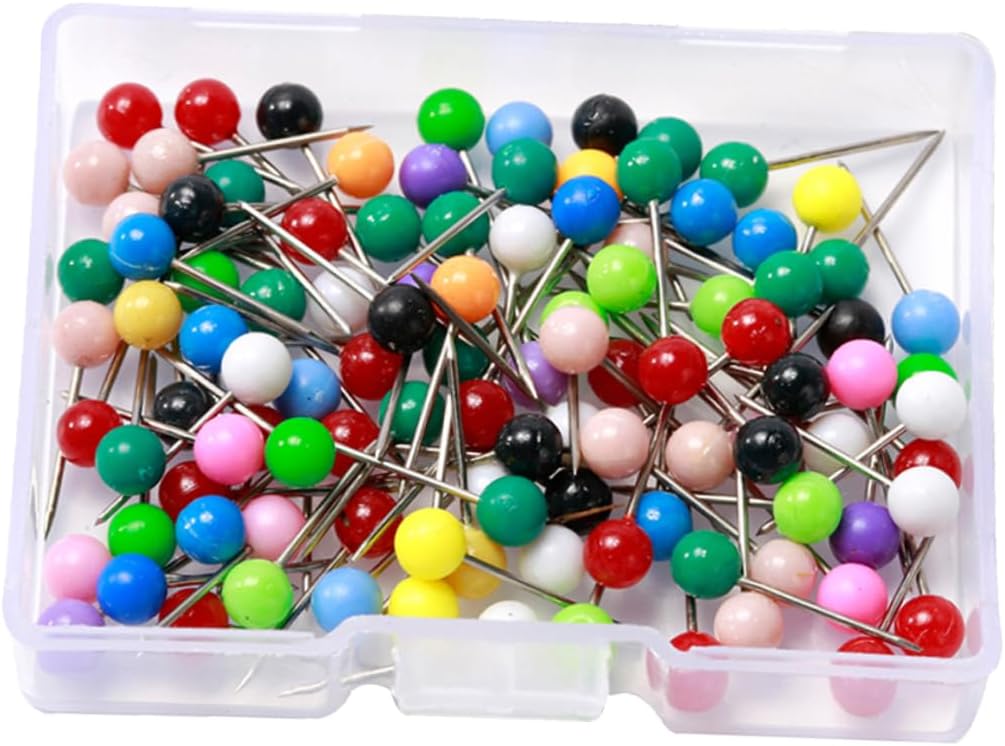 100Pcs Ball Head Pins Set Colorful Plastic Straight Sewing Pins for Craft Decoration Quilting and Dressmaking for DIY Projects and Marking