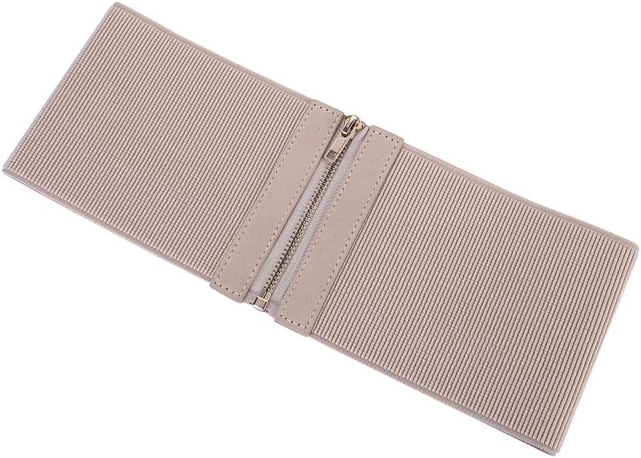 Women Wide Elastic Leather Belt for Dress Ladies Casual Stretch Corset Waist Belt Waistband with Zipper (Beige 01, L (Fit Waist 32"-35"))