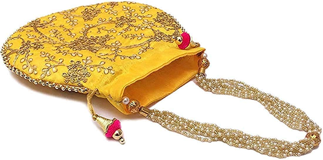 BINORI FASHIONS Rajasthani Style Royal Clutch Silk Batwa Bag Combo Wristlets Ethnic Potli Combo For Women's Zari Work Potli Combo Bridal Potli Combo (Pack of 3 Colors) 4
