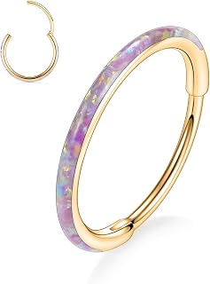 GAGABODY 16 Gauge Modern Pink Opal Paved Surgical Steel Snap Piercing Jewelry