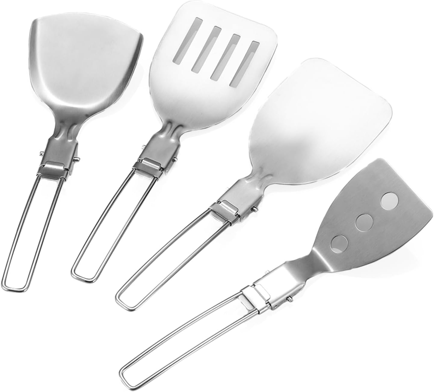 Multipurpose Foldable Cooking Tool Set for Camping Stainless Steel Travel Cookware with Folding Spoon and Spatula Stainless Steel Camping Cookware Cooking Accessories Hiking Kitchen Tool Travel Camp