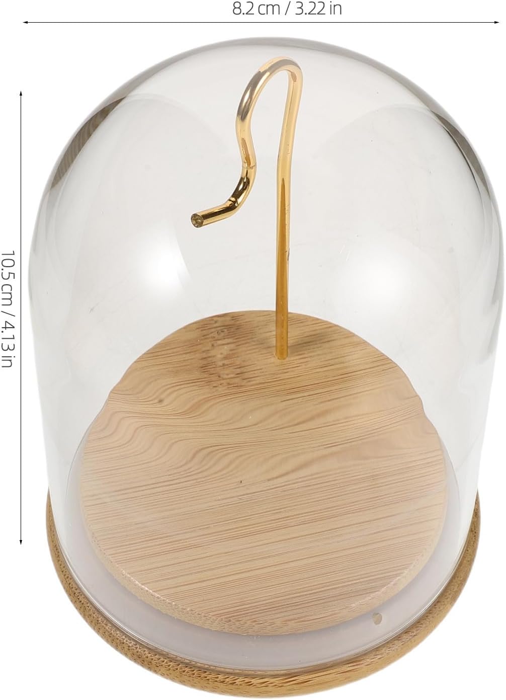 Pocket Watch Dome with Wood Base and Hook Display Case