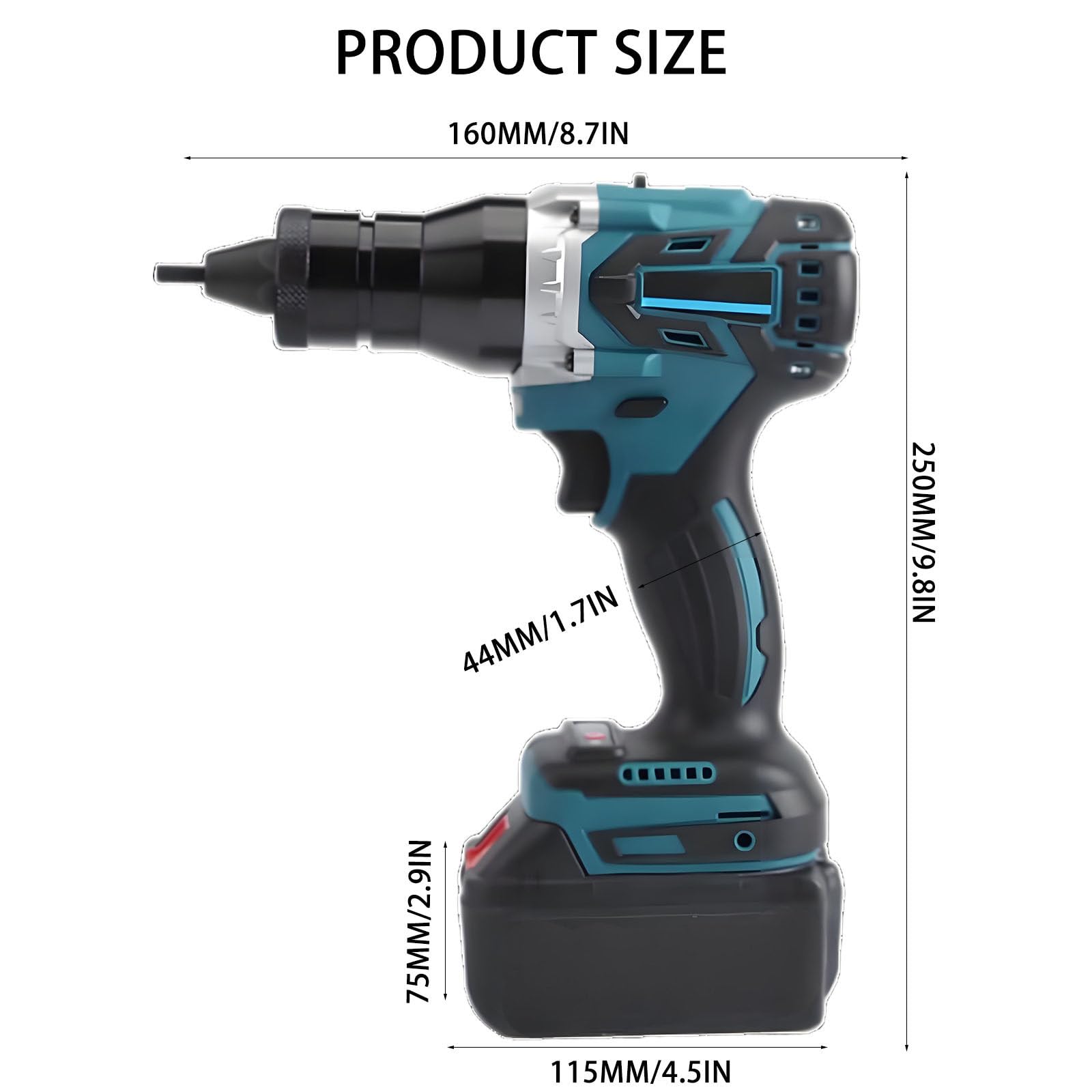 Pistola Remachadora InaláMbrica BateríA, Potencia De 5200 Mah, para Tuercas M3 M4 M5 M6 M8 M10 M12