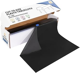 54 Inch X 100 Feet Plastic Table Cover Roll Disposable Tablecloth with Slide Cutter for All Type/Shape Tables | Picnic, Party, Banquet, Birthdays, Weddings (Black)