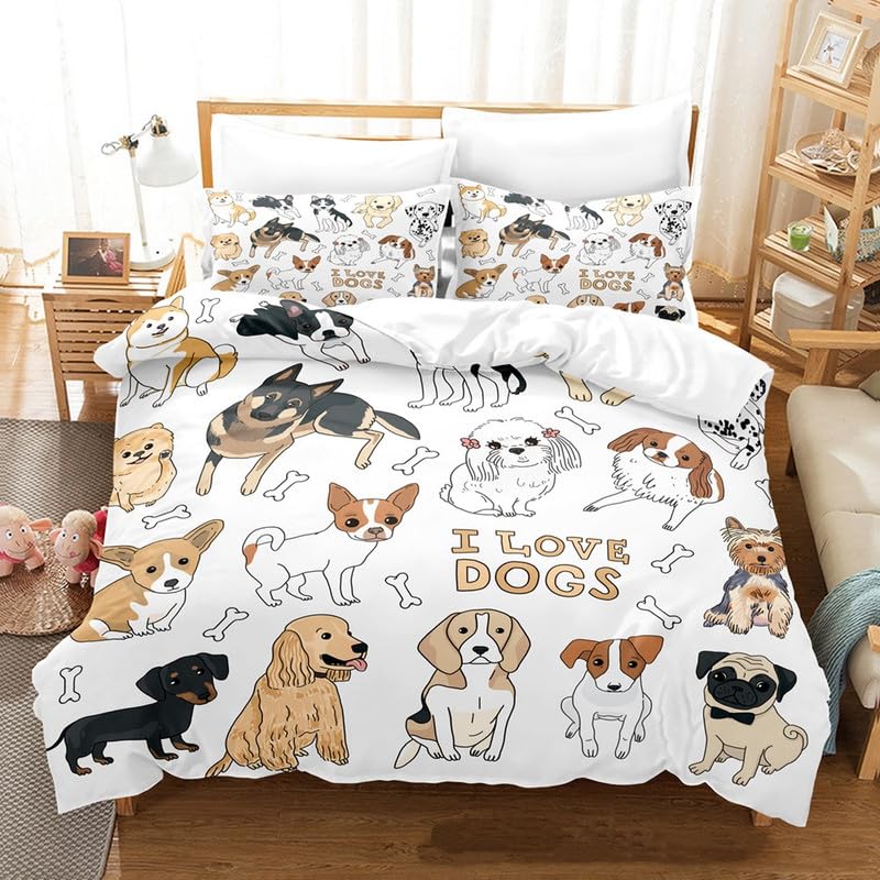 Parure de lit chien blanc 140x190 un cadeau idéal pour la décoration de chambre enfant
