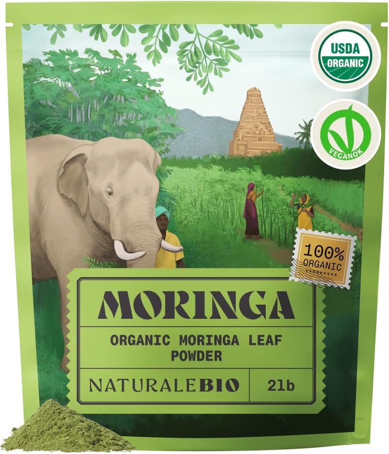 Moringa Organic Powder – Premium Quality – 2lb. Bio, Natural, and Pure. Moringa Powder Organic from Oleifera Plant for Tiredness, Immune System, Muscle Function, Fatigue
