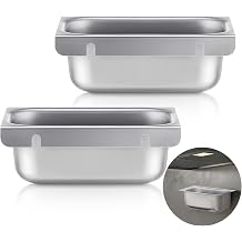 Remerry 2 Pcs Grease Cup Holders for Commercial Kitchens Removable Drip Pan Grease Catchers Stainless Steel Hood Accessories for Restaurants2.5'' Deep,Shiny