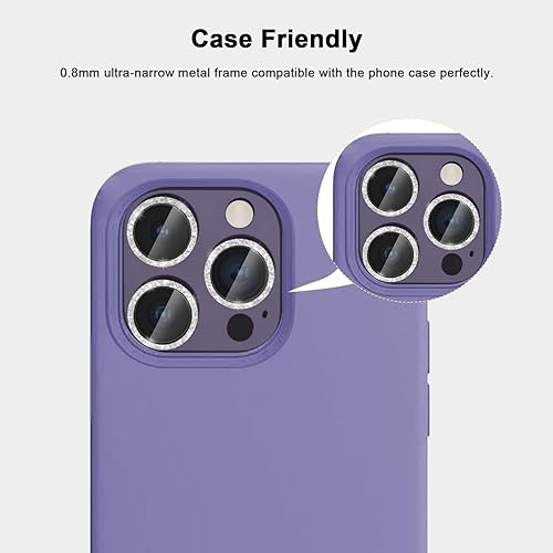 Miniatura 3 de Plata brillantina 2 juegos McgojoHi para iPhone 13 ProiPhone 13 Pro Max protector de pantalla de vidrio templado protector de pantalla de cámara