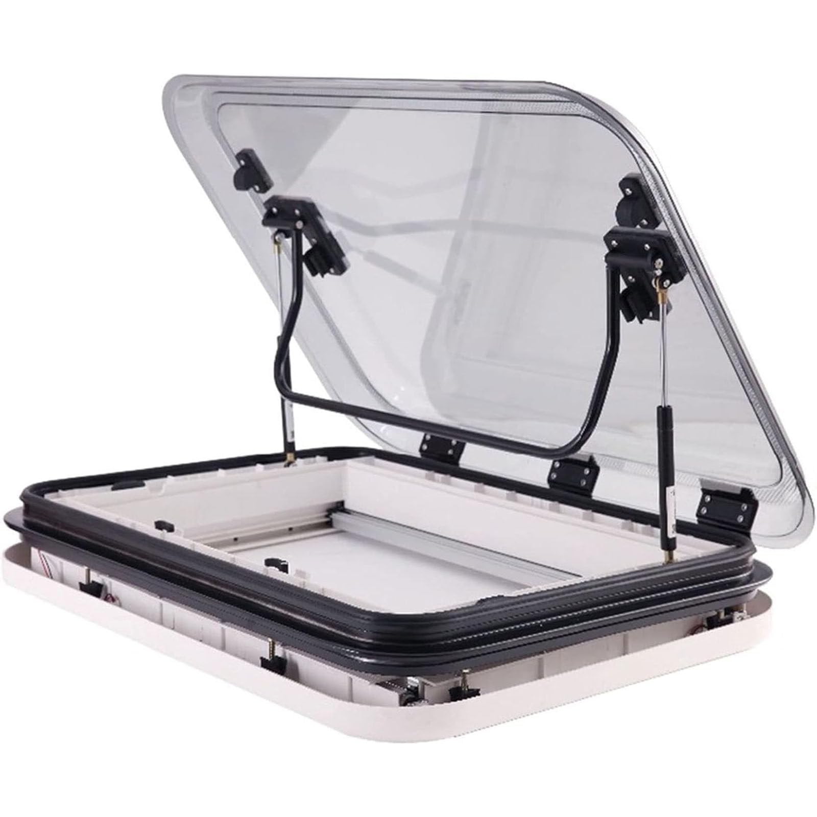 ZHPPED RV Caravan Roof Vent, 50/70/80 x 50cm Cut Out RV Caravan LED Skylight, Window Roof Top Vent with Sunshade, Anti-UV Roof Vent Hatch, for Caravan Trailer 50x50cm