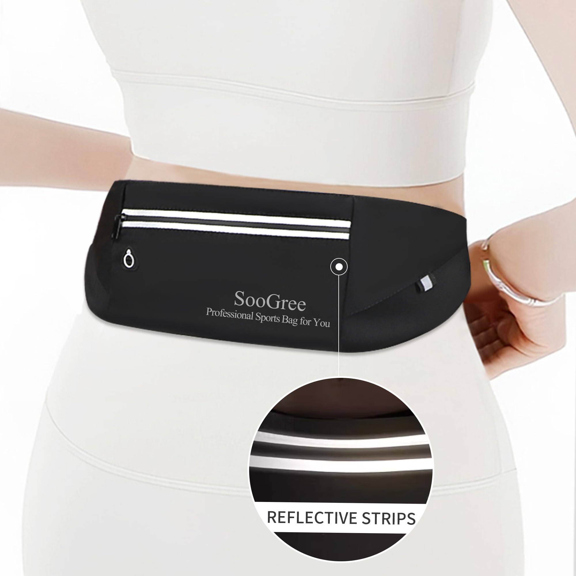 Riñonera delgada para correr para hombre y mujer, con cremallera, impermeable, soporte reflectante ultraligero para teléfono, bolsa de cinturón de ejercicio para correr, caminar, ciclismo, camping,