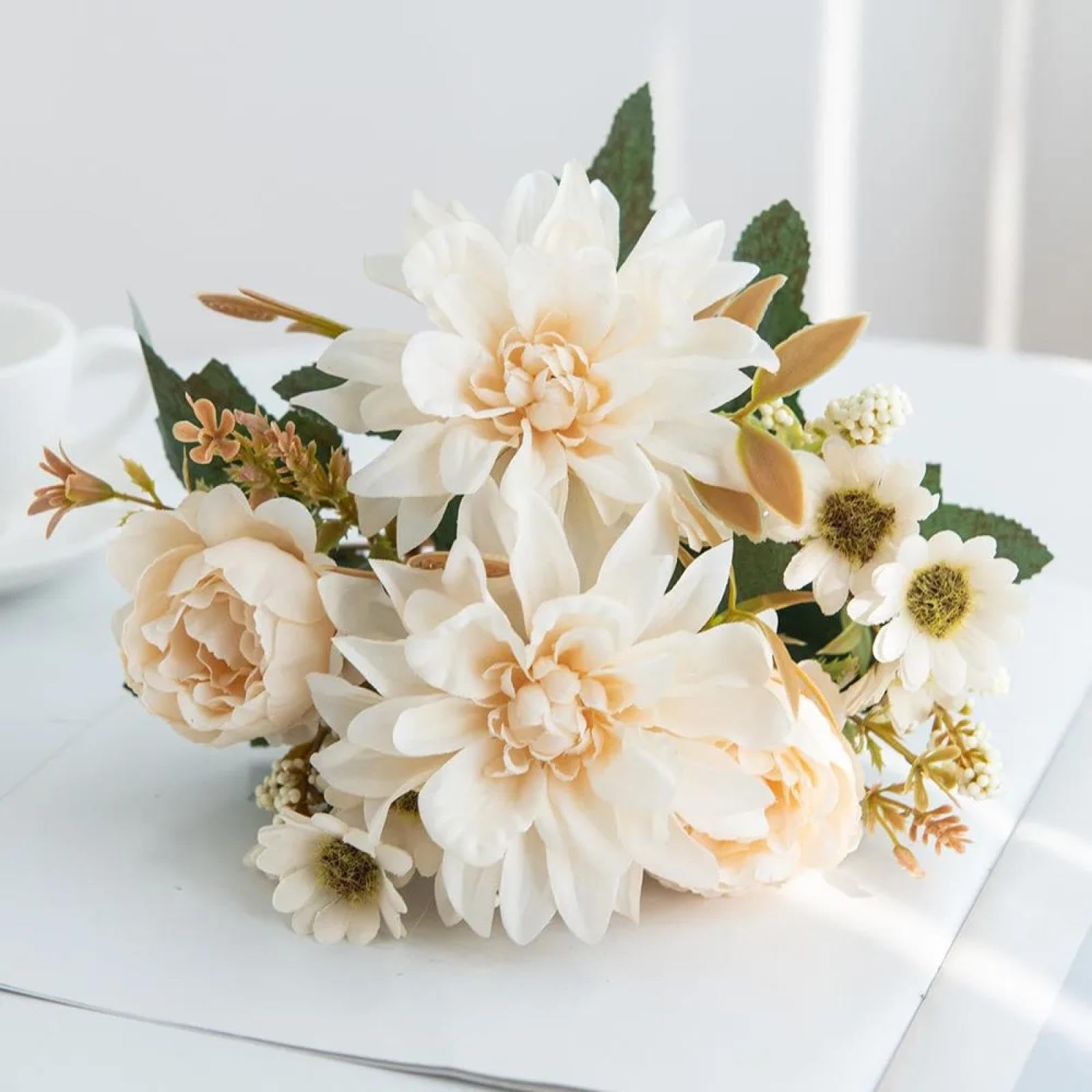 Fleurs artificielles en soie pour bouquet de mariage et fête