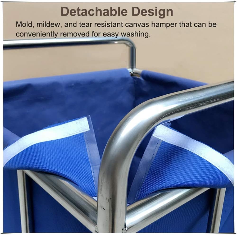 Hand Trucks Cart Trolley Laundry Sorter with Handles, Hotel Removable,Hine-Washable Hamper Sorter?Cart