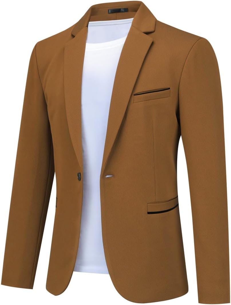 Blazer Uomo Slim Fit Elegante Giacca Formale Con Un Bottone Per