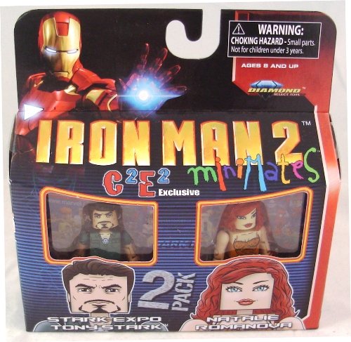 Marvel MiniMates Exclusive Mini Figure 2Pack Iron Man 2 Stark Expo Tony Stark Natalie Romanova