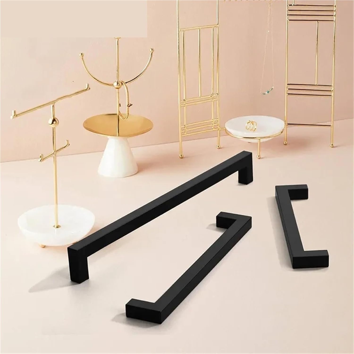 Black Aluminum Alloy Furniture Handle Brushed Silver Kitchen Door Handles Cabinet Handles Drawer Knobs Wardrobe Drawer Pulls 1Pcs(Nickel 96mm)