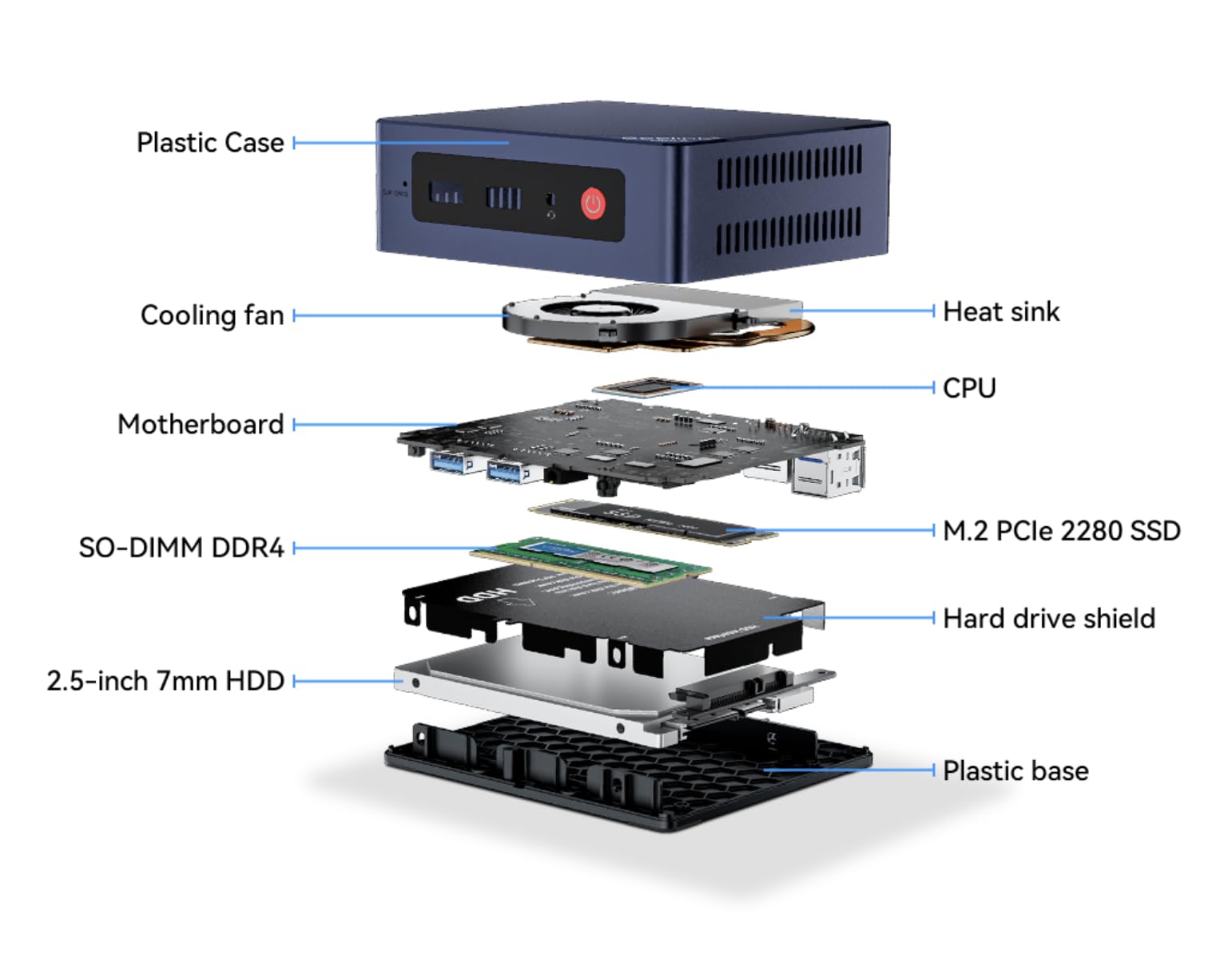 Beelink MINI S12 - Mini PC a basso consumo energetico con Windows 11 Pro, Intel N95, Grafica UHD 4K, RAM 8 GB DDR4, SSD 256 GB NVMe, Wi-Fi 5 AC, Gigabit Ethernet, Bluetooth, 2x HDMI, VESA
