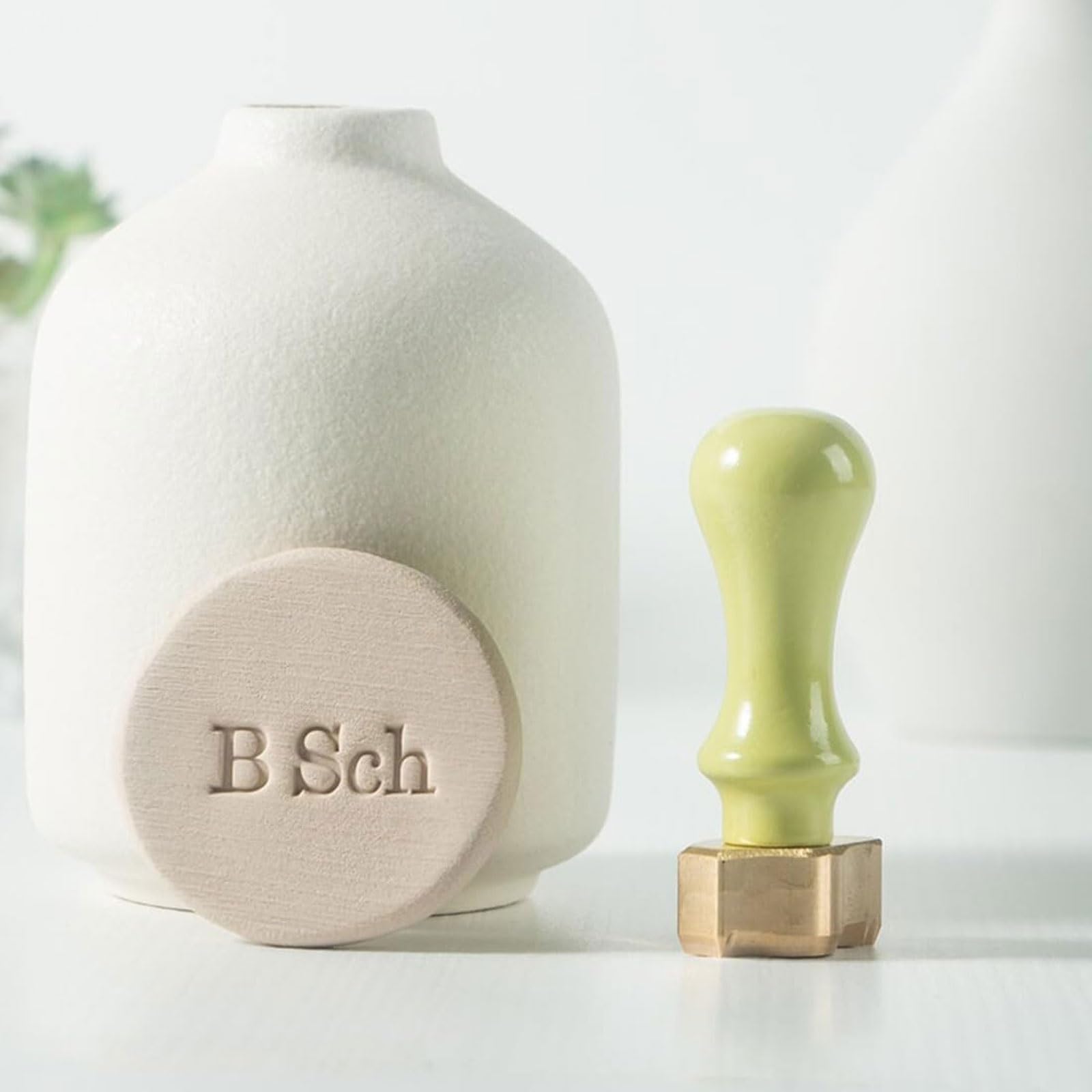 Spersonalizowana ceramiczna pieczątka mosiężna, ręcznie robiona marka i podpis ceramiczny, spersonalizowana pieczęć ceramiczna z logo i inicjały znak (2 cale)