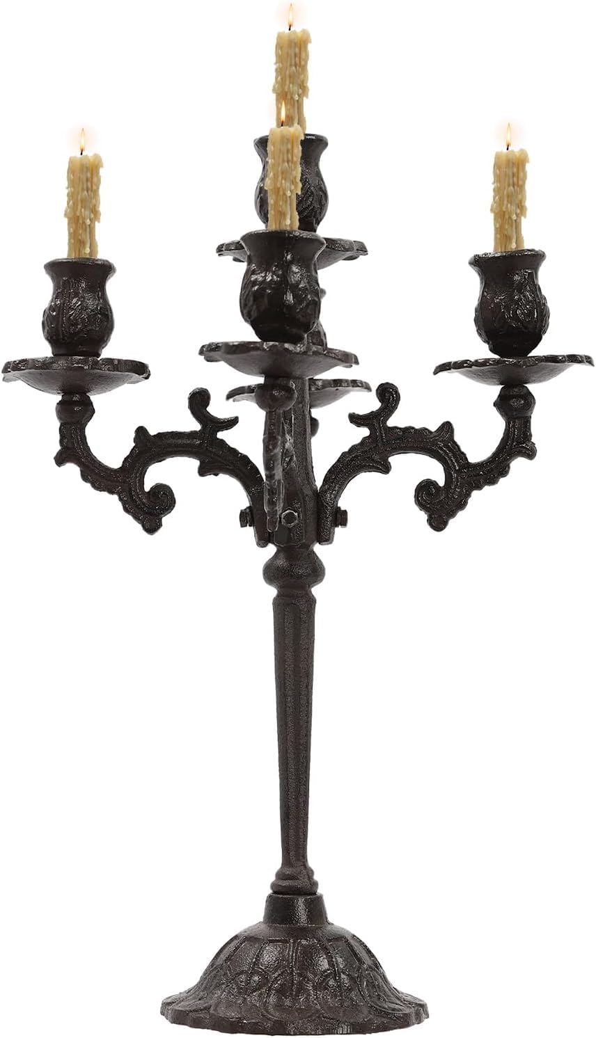 Candélabre Vintage en Fer De 43 Cm avec Bougeoir à 5 Bras Noir