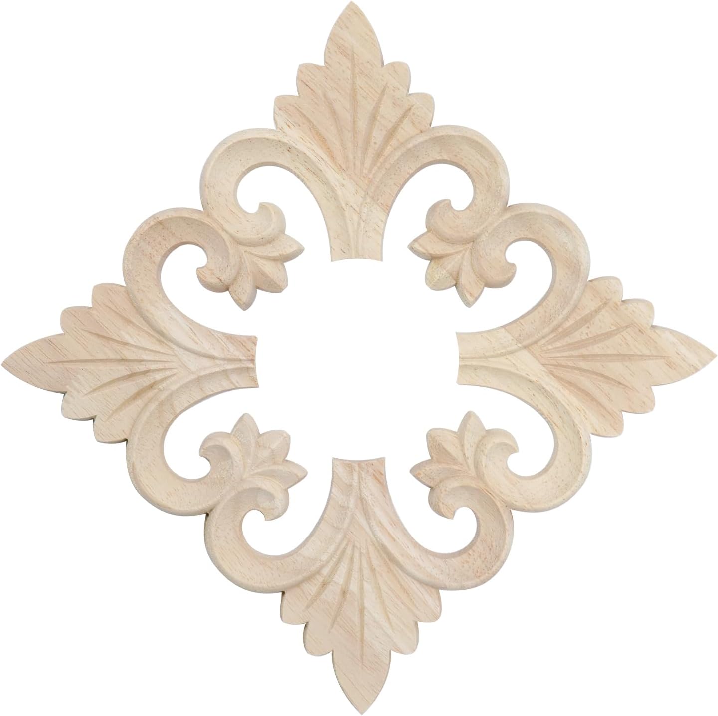 Semetall 2PCS Ceiling Medallion Decorative Ceiling Fan Medallion Home Lighting Ceiling Medallion Ring for Light Fixtures Ceiling Fans Chandeliers,7.87"x7.87"x3.15"ID Rubber Wood-H Style