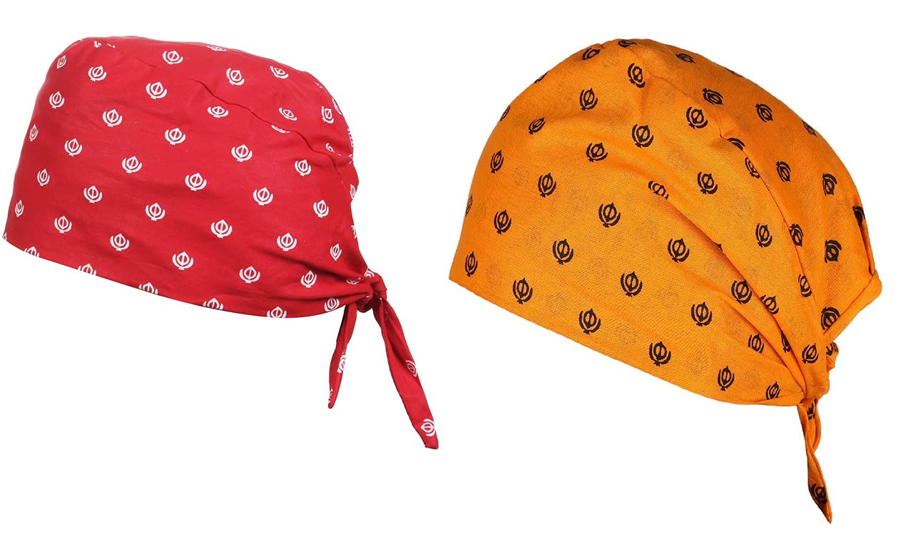 BISMAADH Unisex Sikh Religious Khanda Skull Cap Beanie Dew Doo Rag Head Wrap Headband Sweatband for Outdoor Running