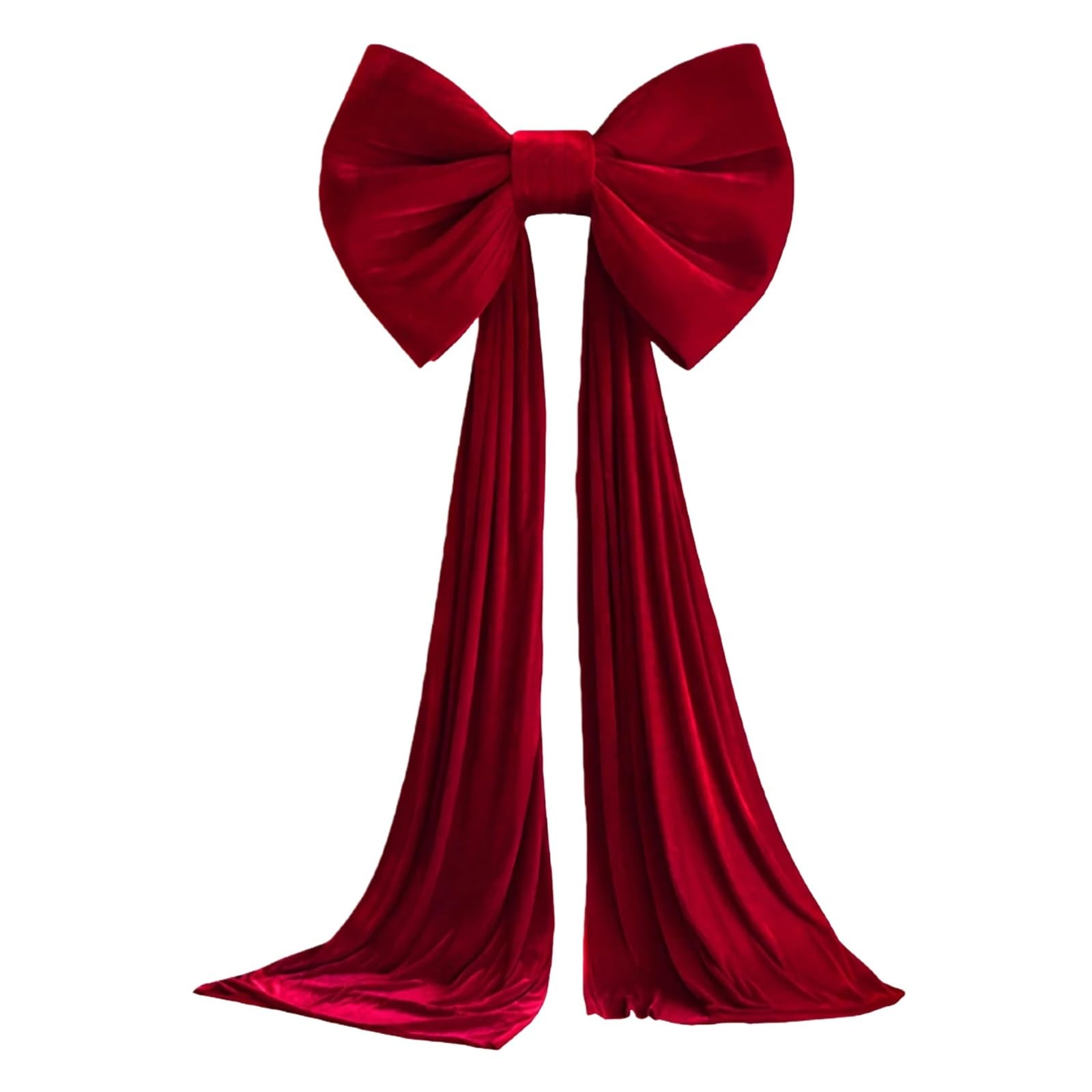 Cimier de sapin de Noël extra large en velours rouge avec ruban de 2,6 m – Décoration parfaite pour arbres, guirlandes, murs et fêtes intérieures