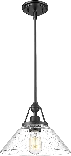 Miniatura 9 de Lámpara Colgante Estilo Granero, HWH Iluminación Colgante de 1 Luz de 12 Pulgadas, Lámparas Colgantes Industriales para Isla de Cocina Comedor Negro