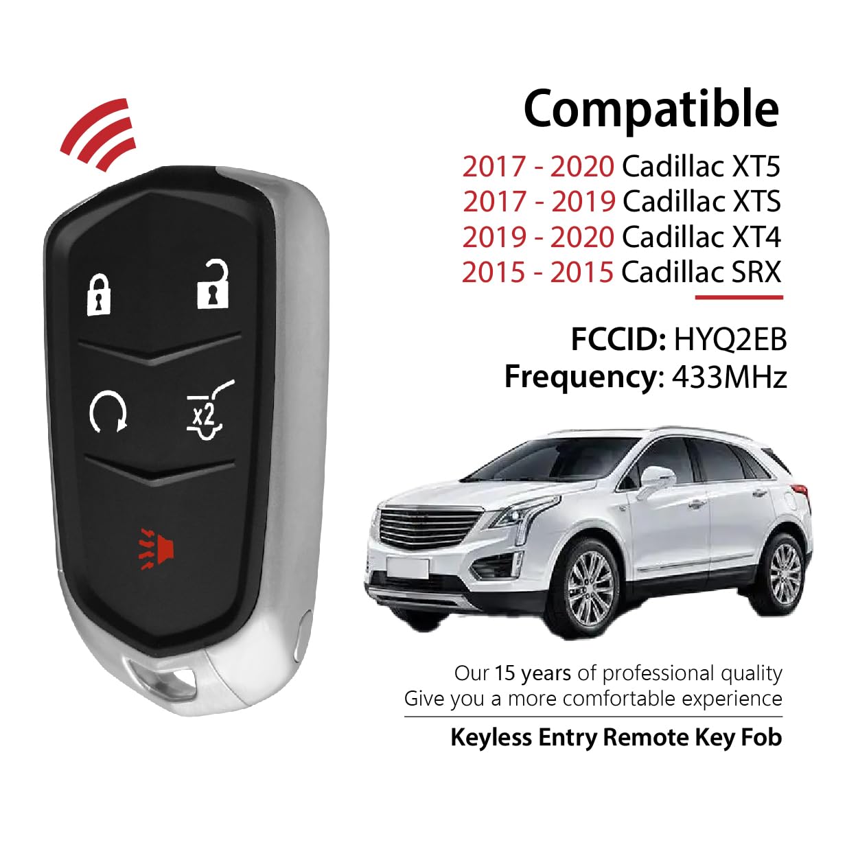 Amazon.com: Car Key Fob Remote Keyless Entry Control HYQ2EB 433MHz