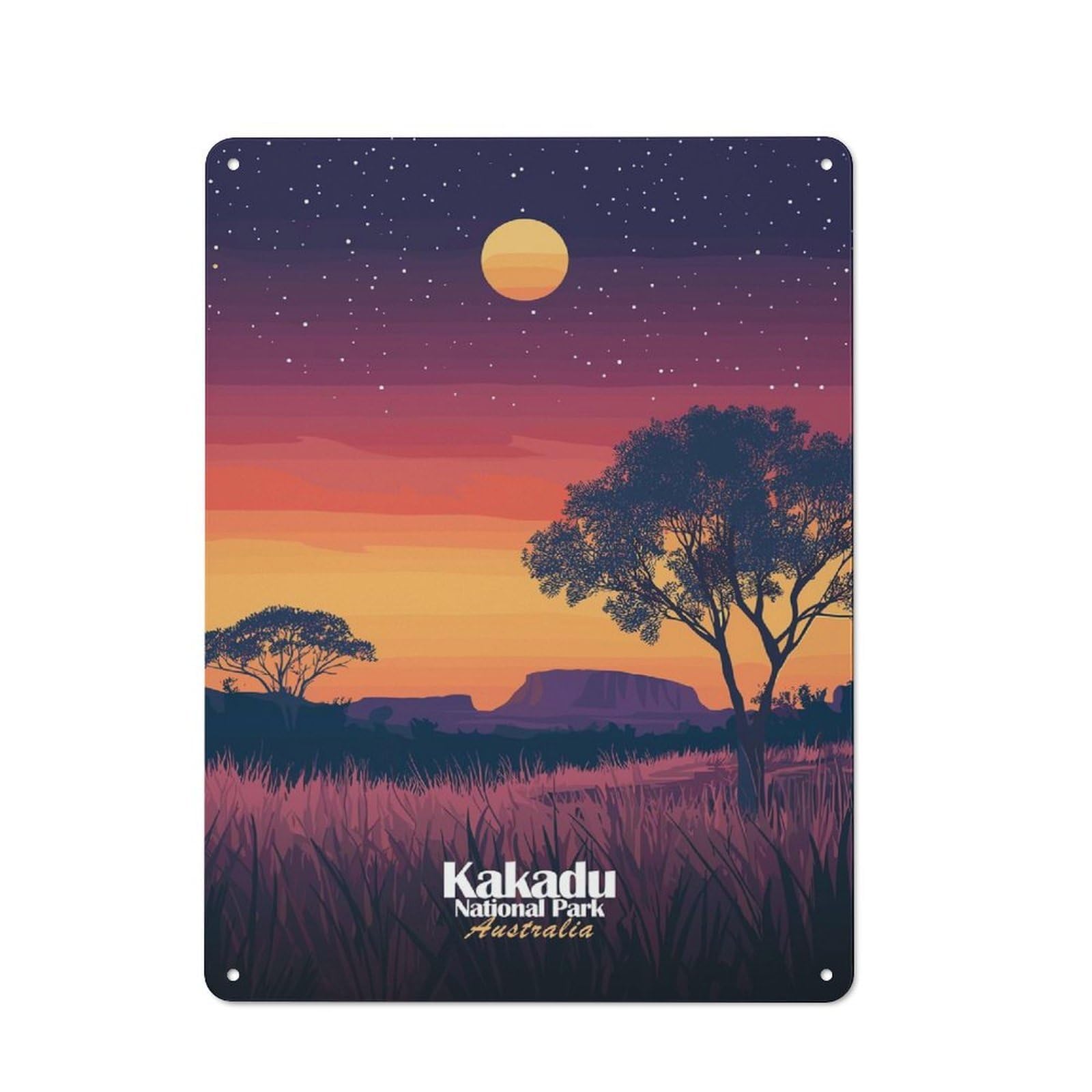 Junmoney Style-21 Urban Kakadu National Park Sunset Decorative Metal Plaque 40X30cm, Urban Room Decor For Flat, Bar, Studio Or Gallery Wall