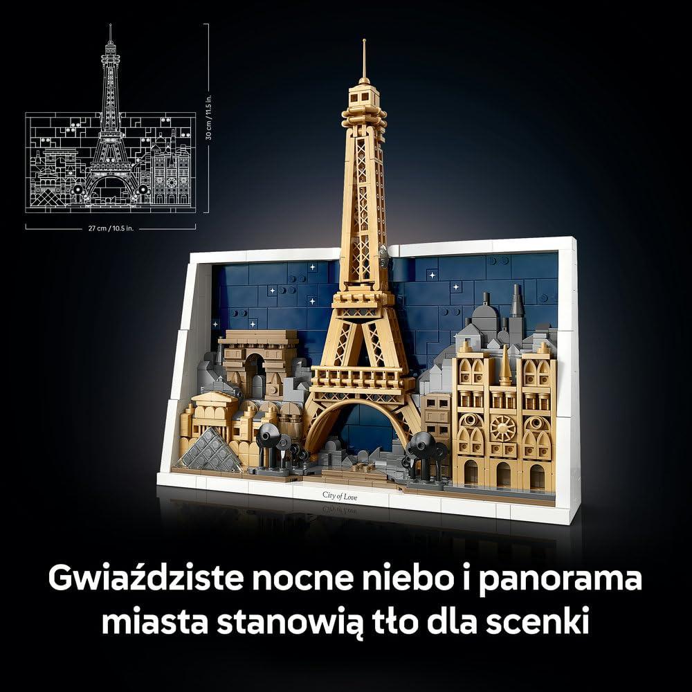 LEGO Architecture Paryż — miasto miłości 21064 | Model architektoniczny, dekoracja do domu, prezent dla podróżnika, upominek dla miłośnika Francji, 958 elementów