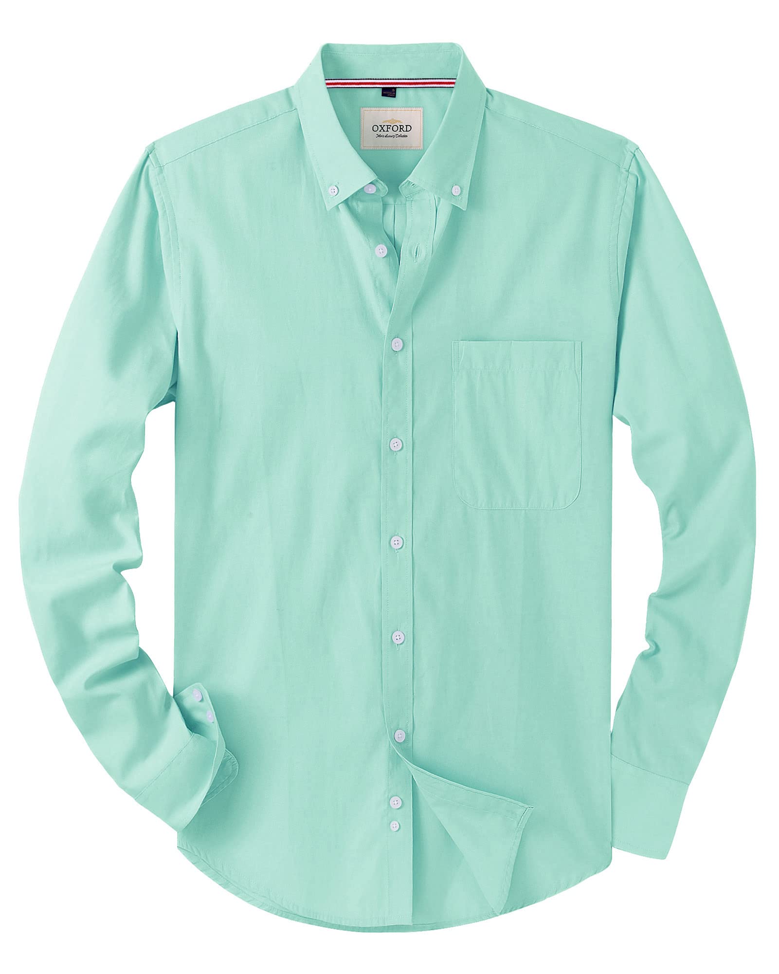 Alimens & Gentle Mens Solid Oxford Shirt Long Sleeve Dress Shirt Work Casual Button Down Shirts with Pocket